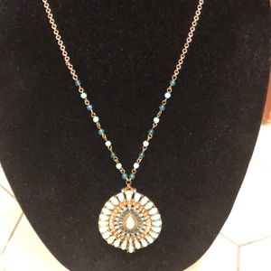 Aldo gold tone faux turquoise pendant necklace
